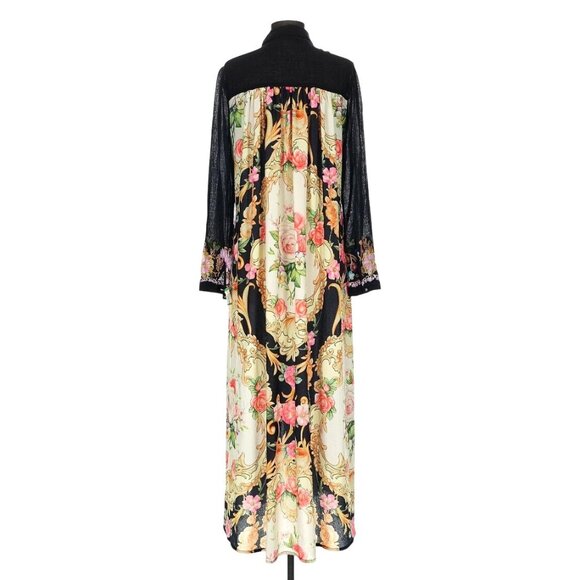 Aratta Floral Embroidered Black Maxi Long Sheer Kimono XS/S Duster Dress - Picture 6 of 17